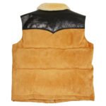 Back View Of Brown Leather Puffer Vest