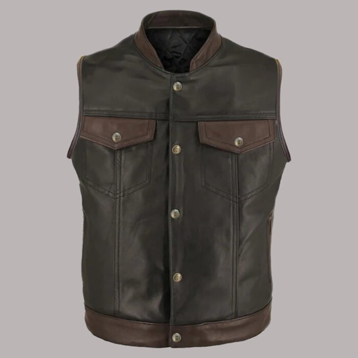 Brown Leather Vest Mens