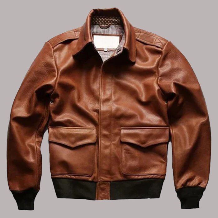 Mens Leather Flight Bomber Jacket