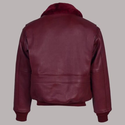 Burgundy Leather Bomber Jacket