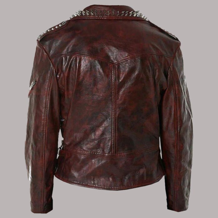 Red Leather Jacket With Studs