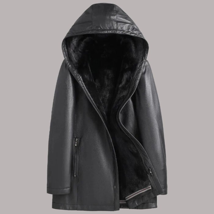 Black Leather Trench Coat Men