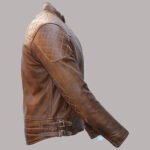 Side View Of Mens Dark Brown Leather Jacket
