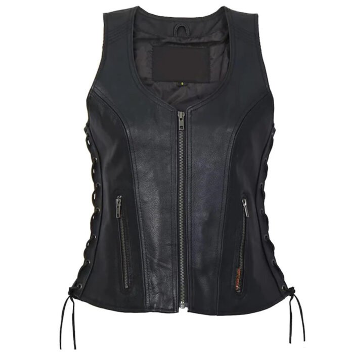 Ladies Leather Biker Vest