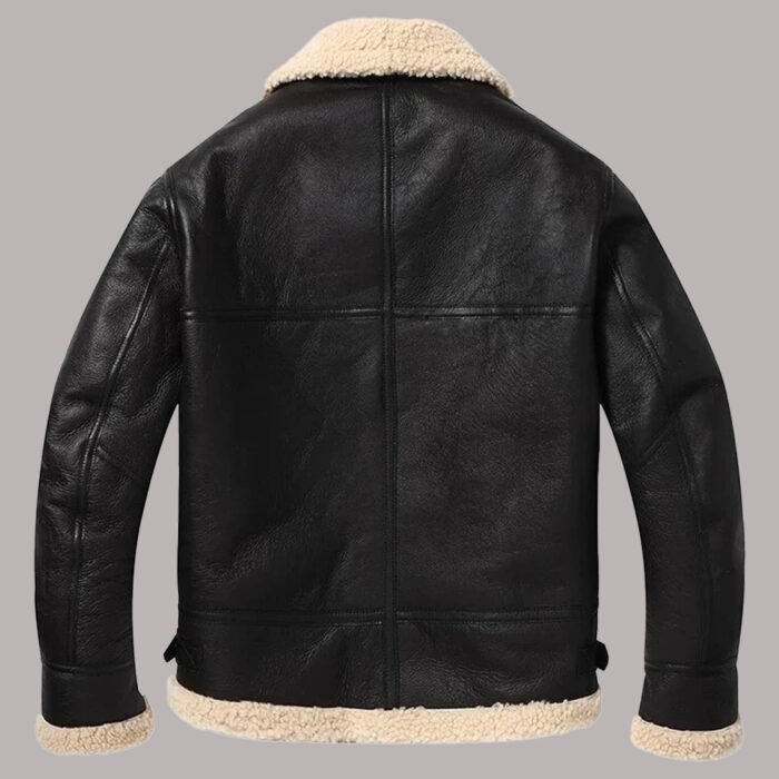 Black Leather Shearling Jacket Men