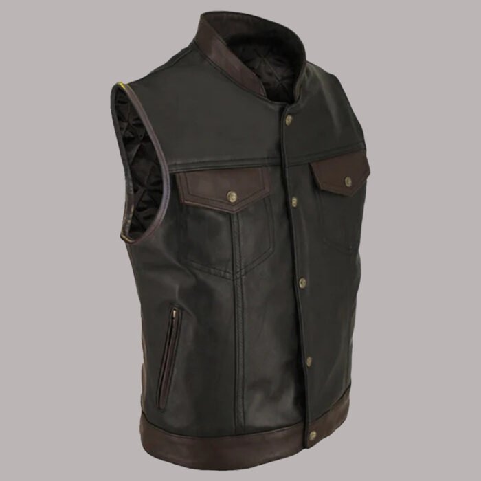 Brown Leather Vest Mens