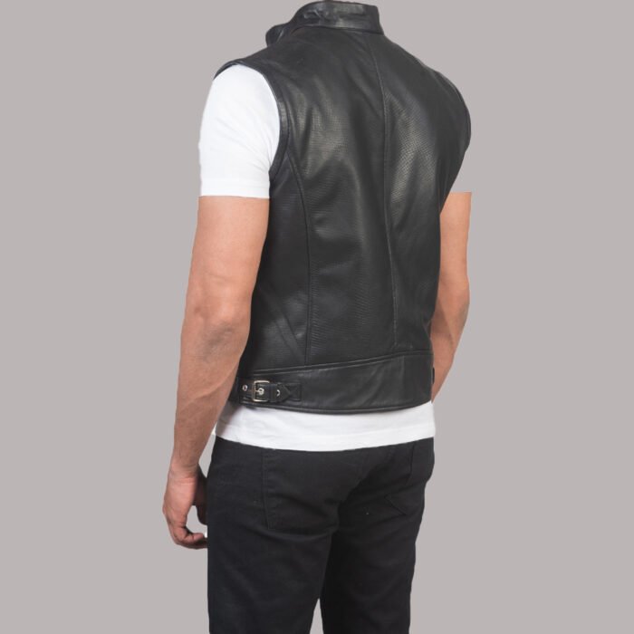 Black Leather Biker Vest