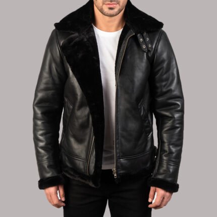 Bomber Black Leather Jacket