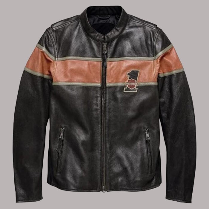 Harley Davidson Orange And Black Leather Jacket