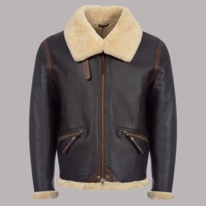 Shearling Leather Jacket Brown