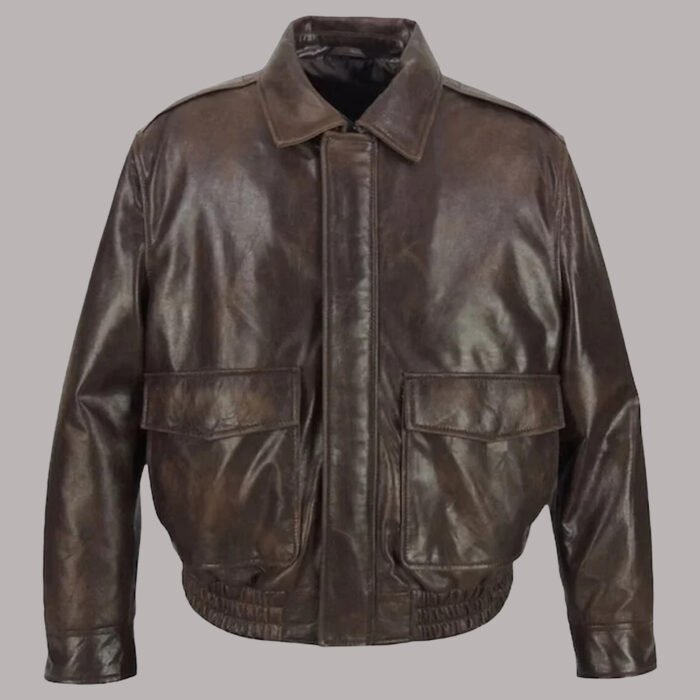 Military Leather Bomber Jacket