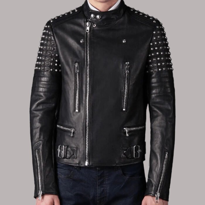 Studded Leather Jacket Mens