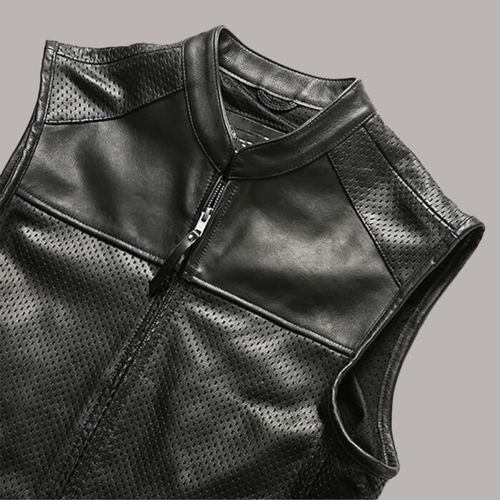 perforated leather vest