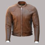 Front View Of Mens Dark Brown Leather Jacket