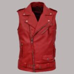 Leather Vest Red