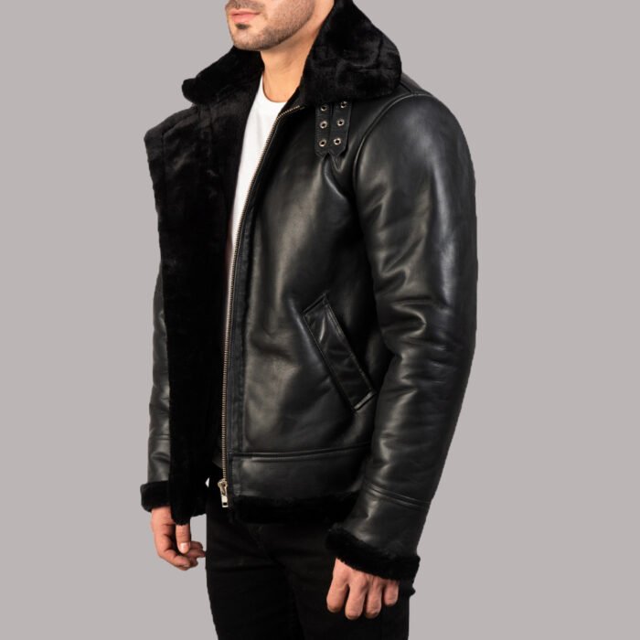 Bomber Black Leather Jacket