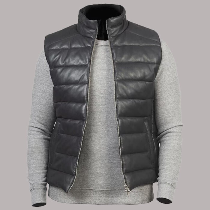 Vegan Leather Puffer Vest