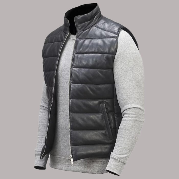 Vegan Leather Puffer Vest