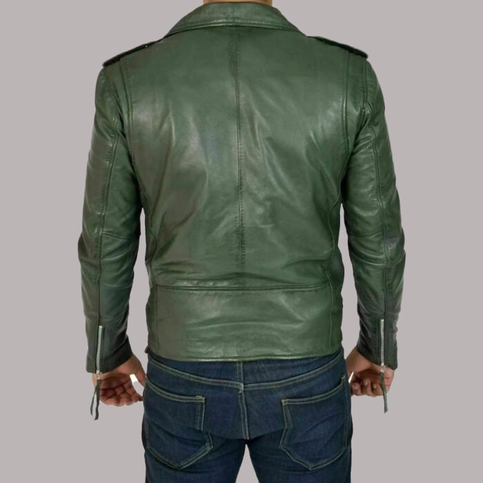 olive green leather jacket