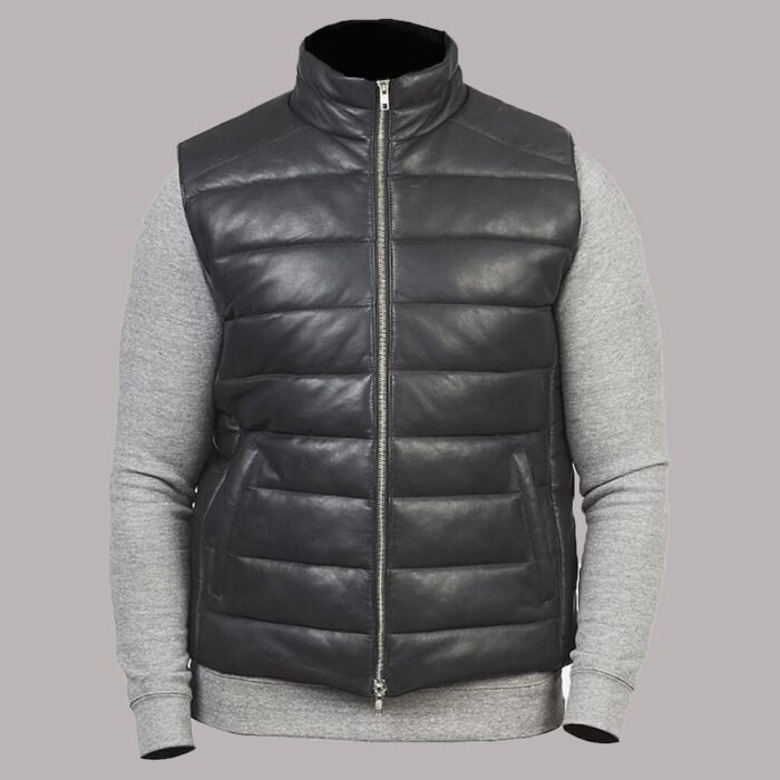 Vegan Leather Puffer Vest