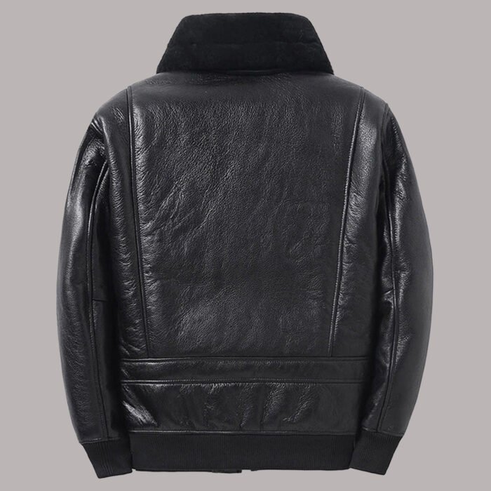 Back View Of Sheepskin Shearling Leather Jacket