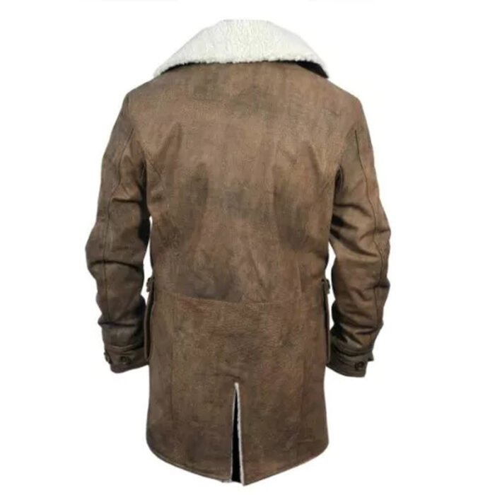 Distressed Brown Leather Coat