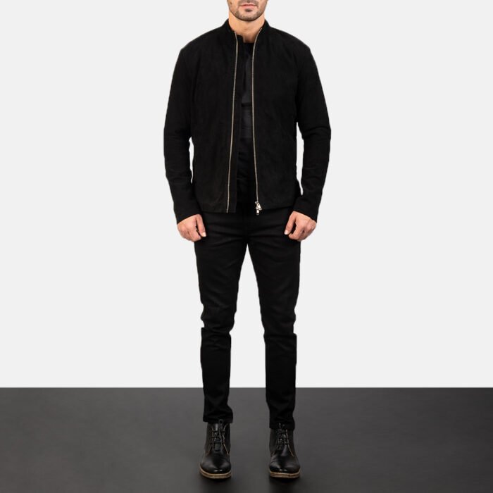 Black Suede Biker Jacket Mens