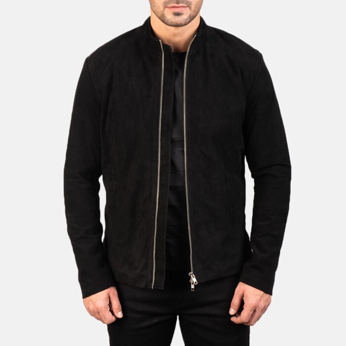 Black Suede Biker Jacket Mens