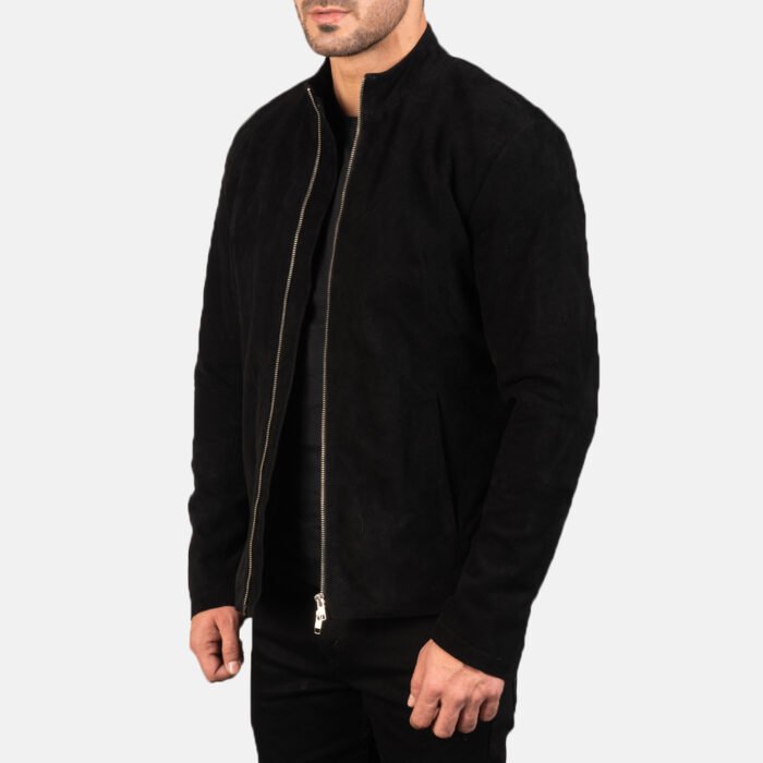 Black Suede Biker Jacket Mens