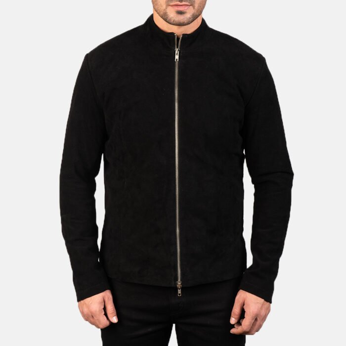 Black Suede Biker Jacket Mens