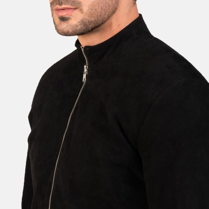 Black Suede Biker Jacket Mens