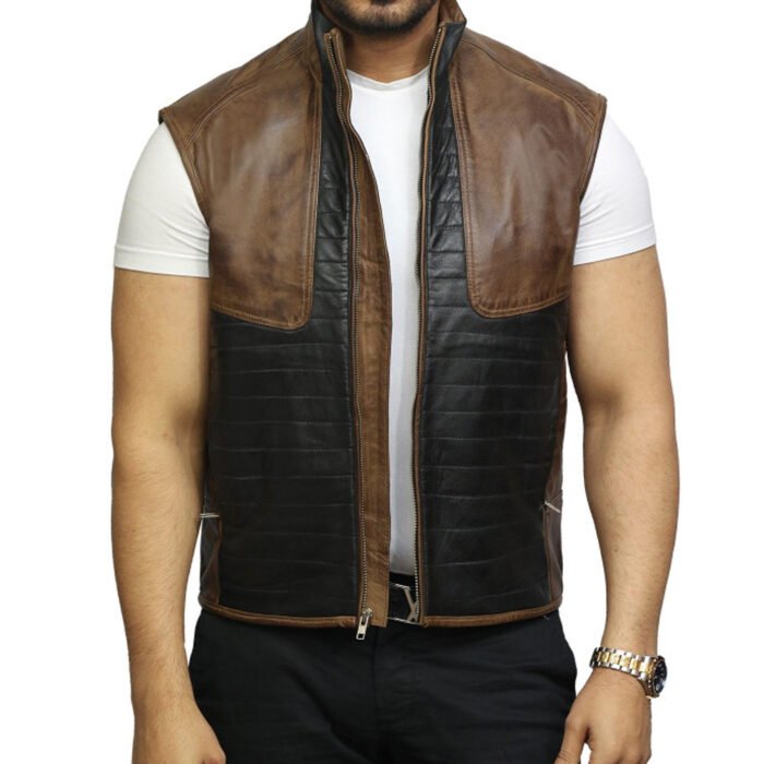 Men's Brown Leather Vest