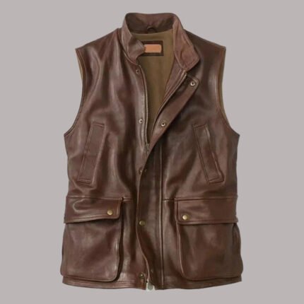 Brown Leather Biker Vest