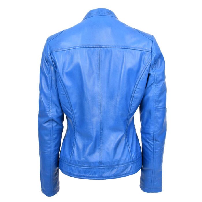 Blue Leather Moto Jacket