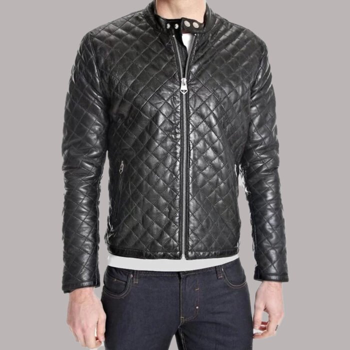 Quilted Leather Jacket Men