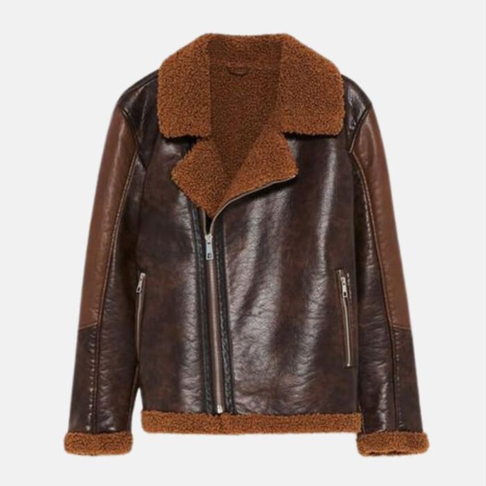 Brown Leather Shearling Jacket Mens