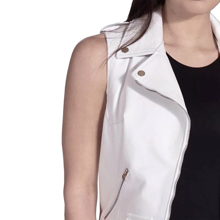 Ladies White Leather Vest