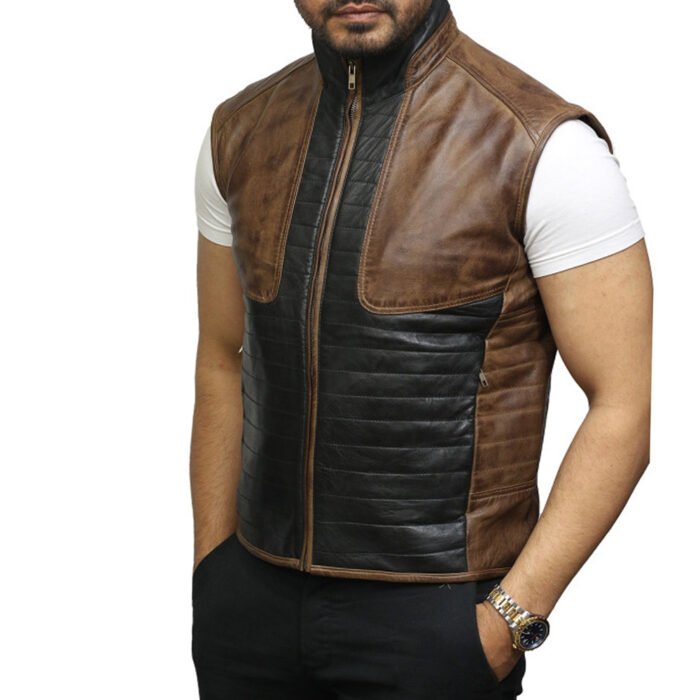 Men's Brown Leather Vest