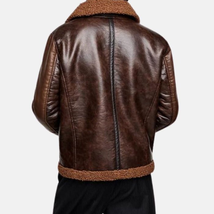 Brown Leather Shearling Jacket Mens