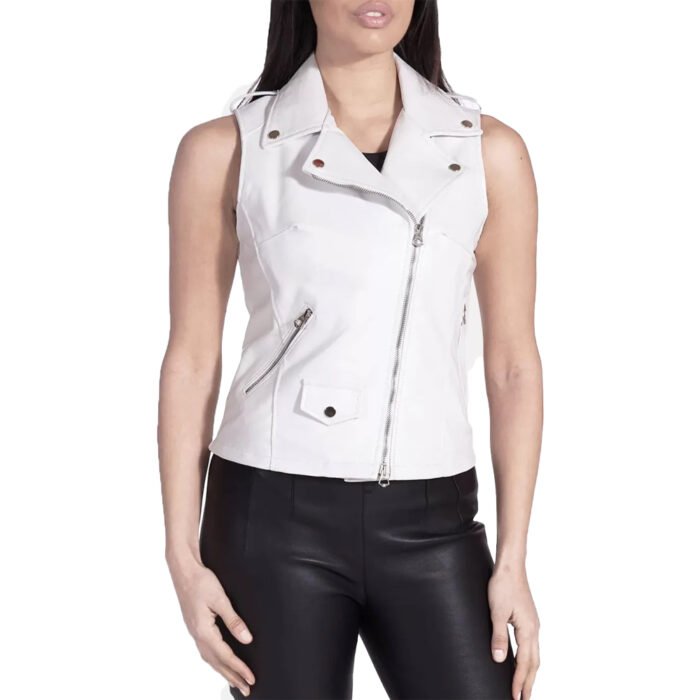 Ladies White Leather Vest