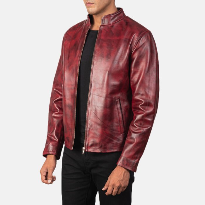 Distressed Leather Jacket Men