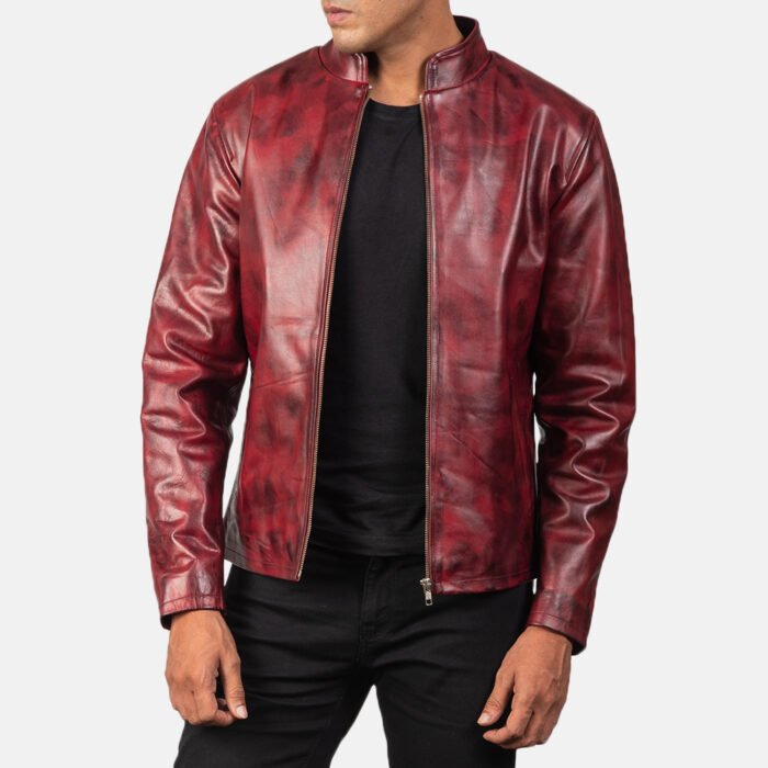 Distressed Leather Jacket Men