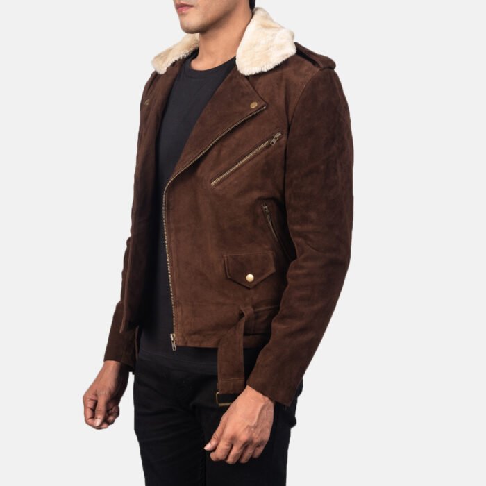 Brown Suede Biker Jacket Mens