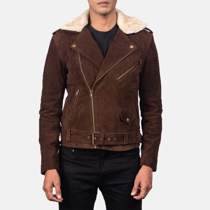 Brown Suede Biker Jacket Mens