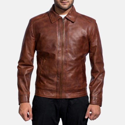 Brown Bomber Leather Jacket