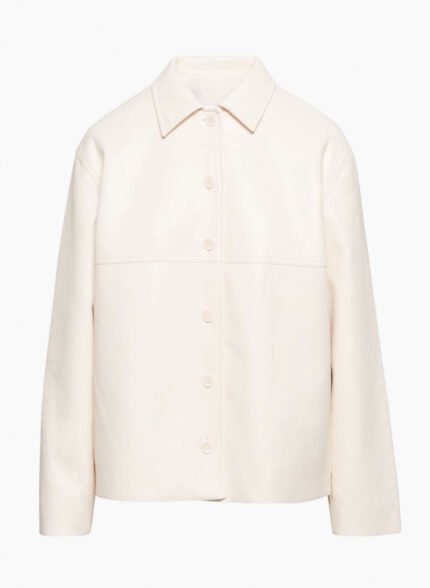 vegan leather shirt jacket