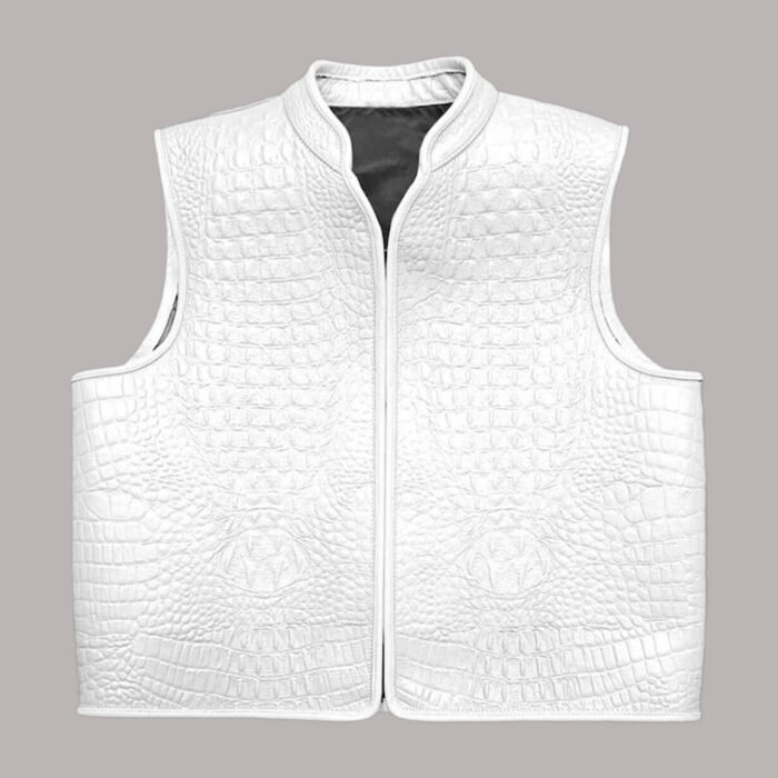 white leather moto vest