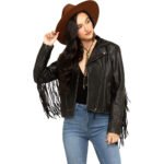 Black Leather Fringe Jacket