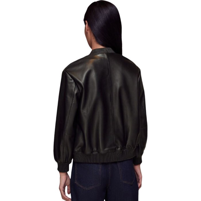 Black Leather Bomber Jacket Womens