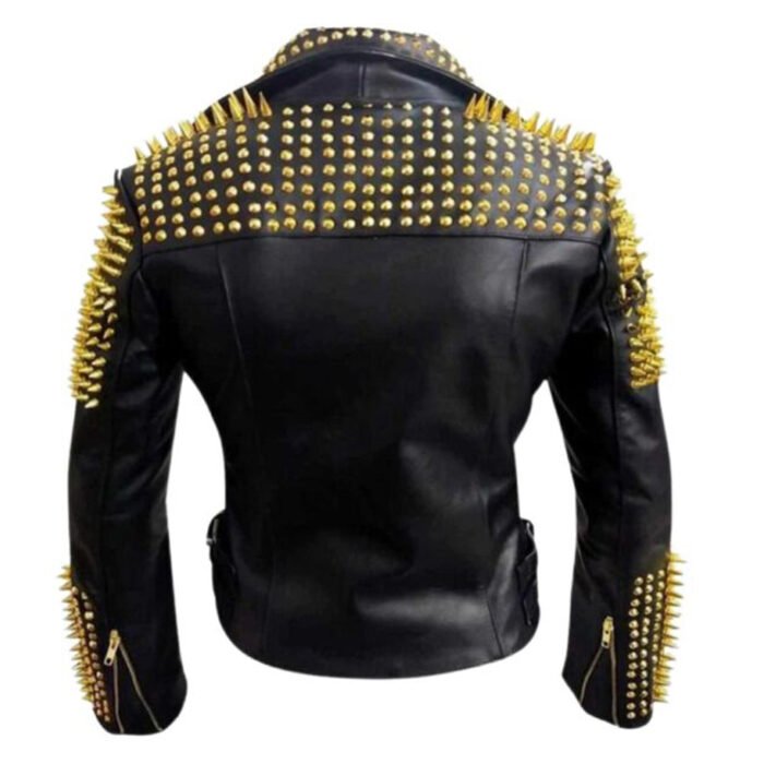 Men's Gold Studded Jacket Leather